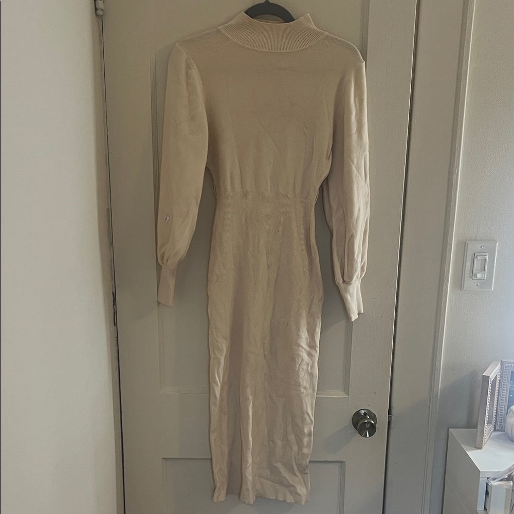 Elegant Cream Long Sleeve Dress
